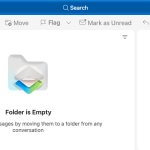 An empty Outlook mail folder for SP735328.